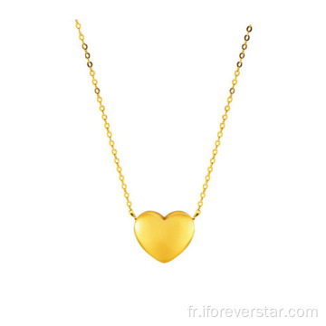Collier de pendentif coeur en or pure 24k